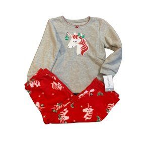 2T Carter's  2 Piece Girls Fleece Holiday Unicorn Pajamas PJs